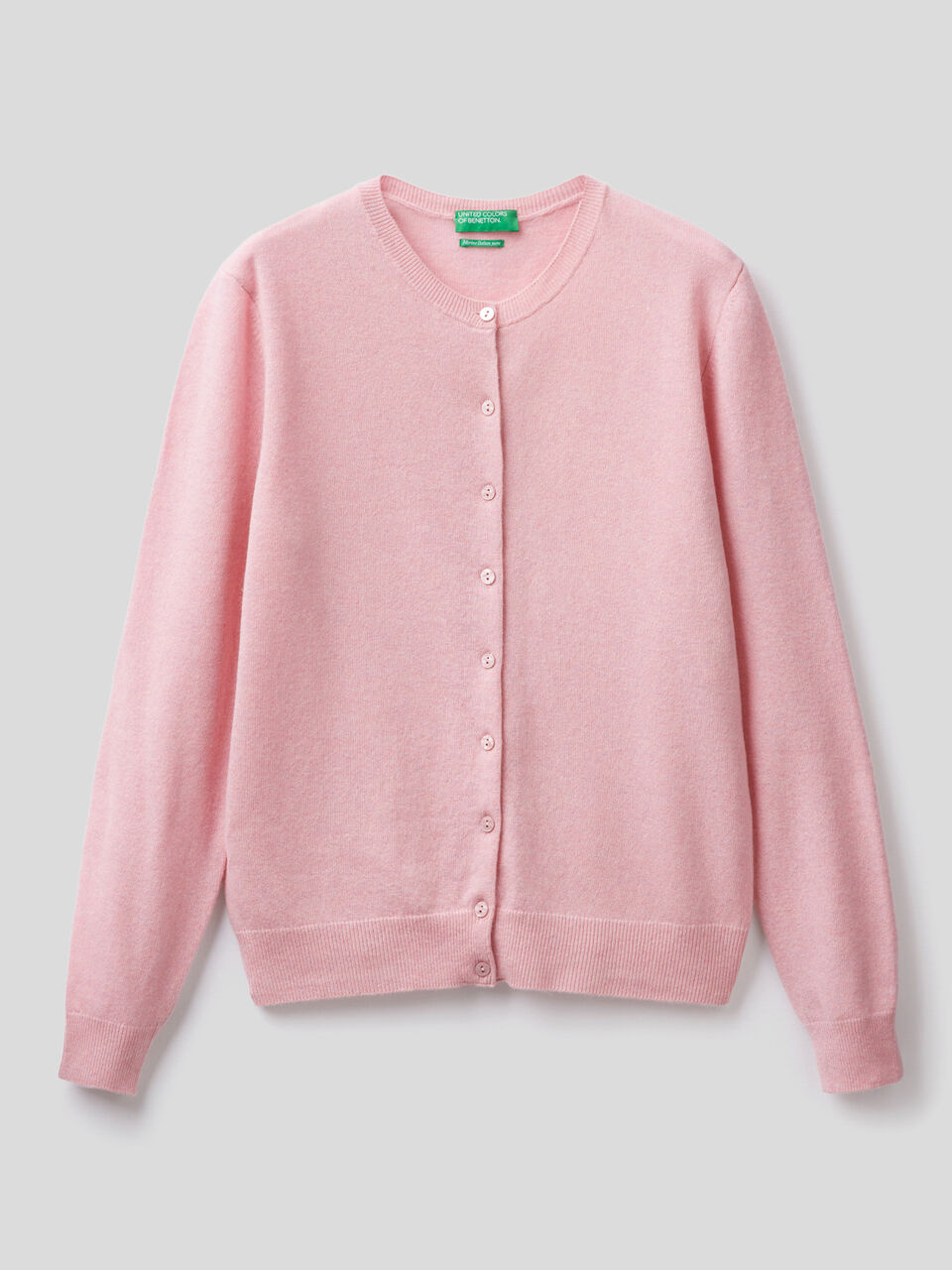 Crew neck cardigan in pure virgin wool image number 1