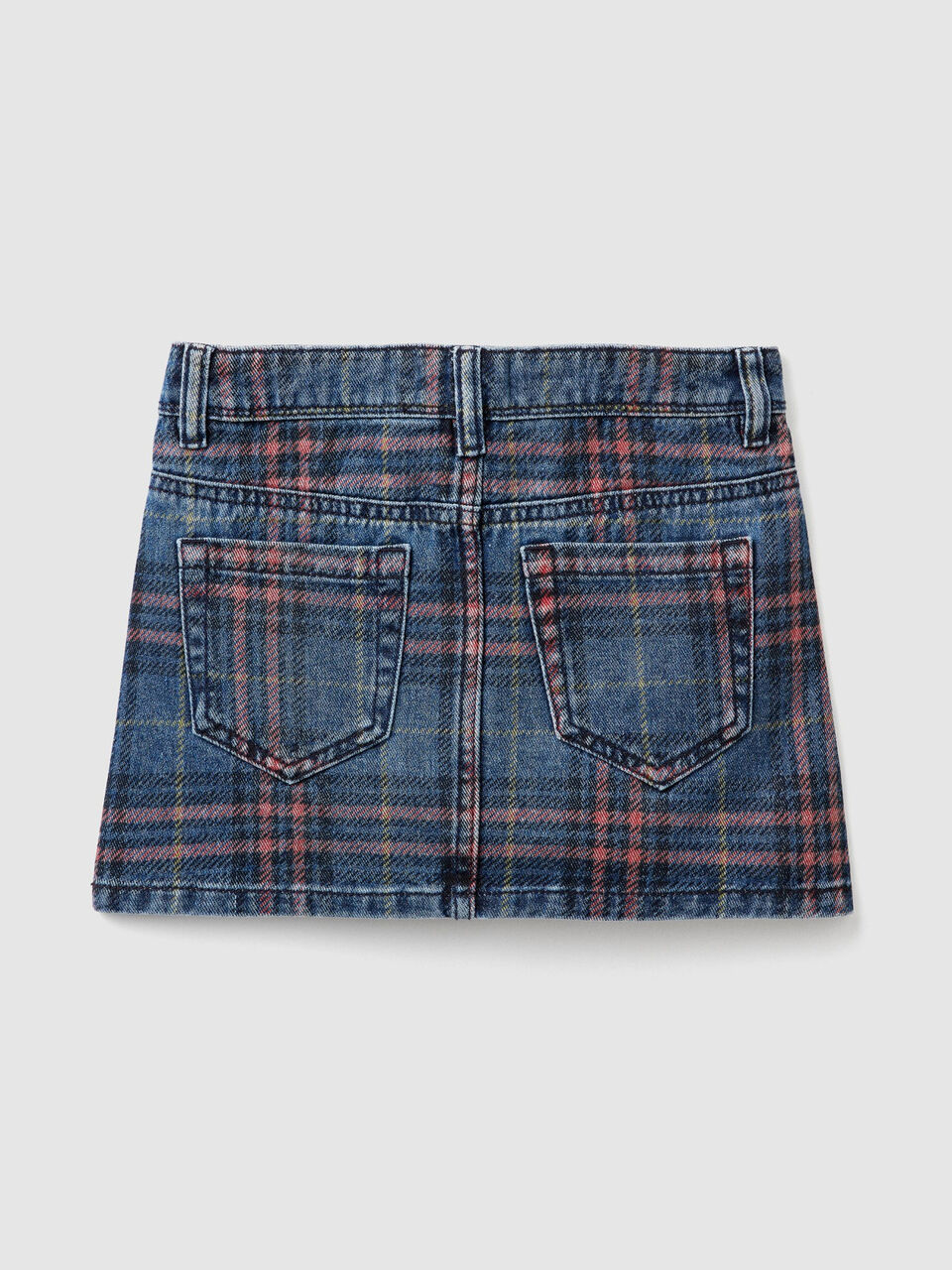 Check denim mini skirt image number 2