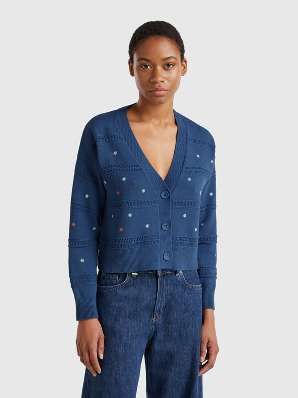 Cardigan with flower embroidery Women