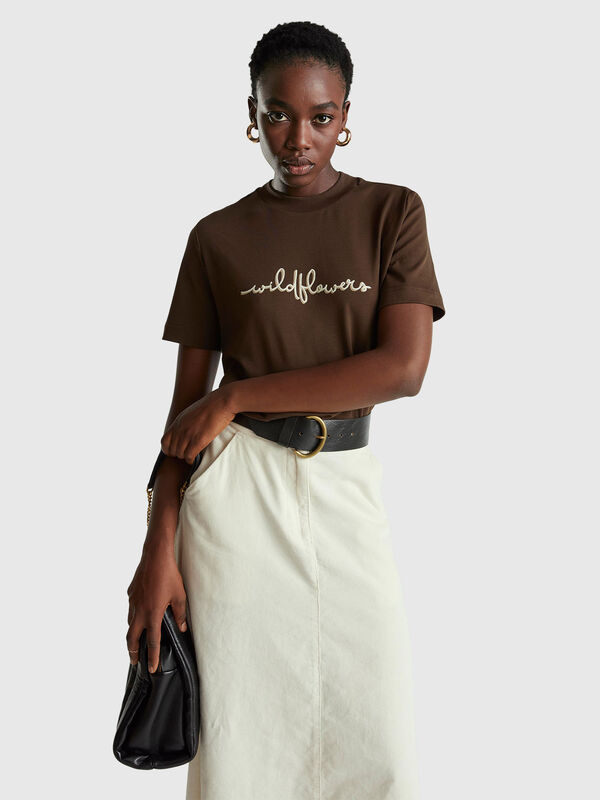 T-shirt with print and embroidery Women