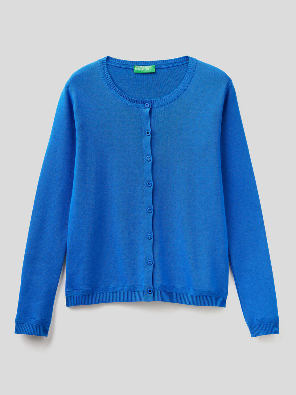 Pure cotton crew neck cardigan image number 1