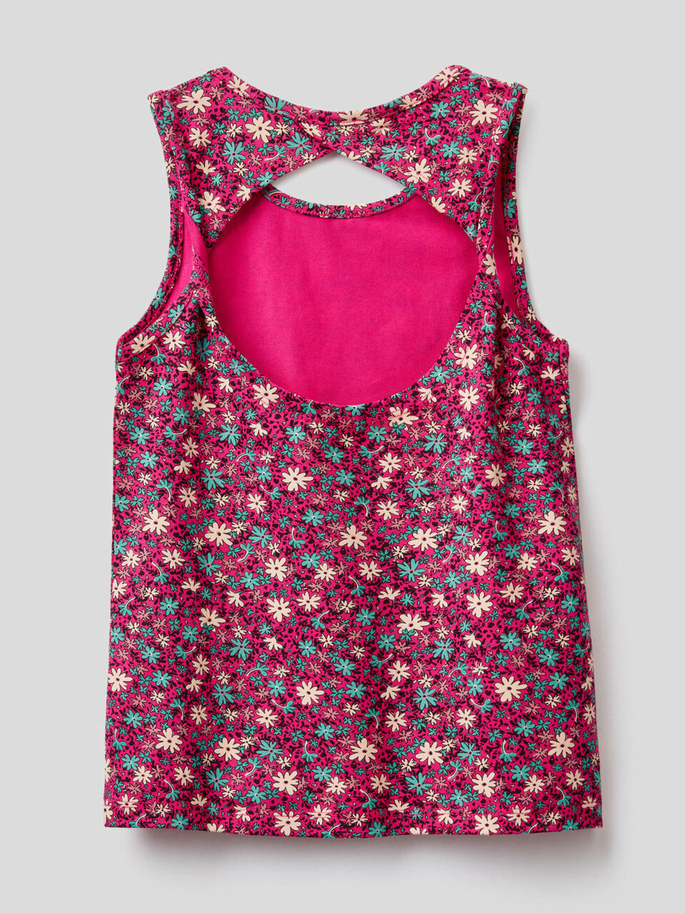 Printed tank top in stretch cotton image number 2