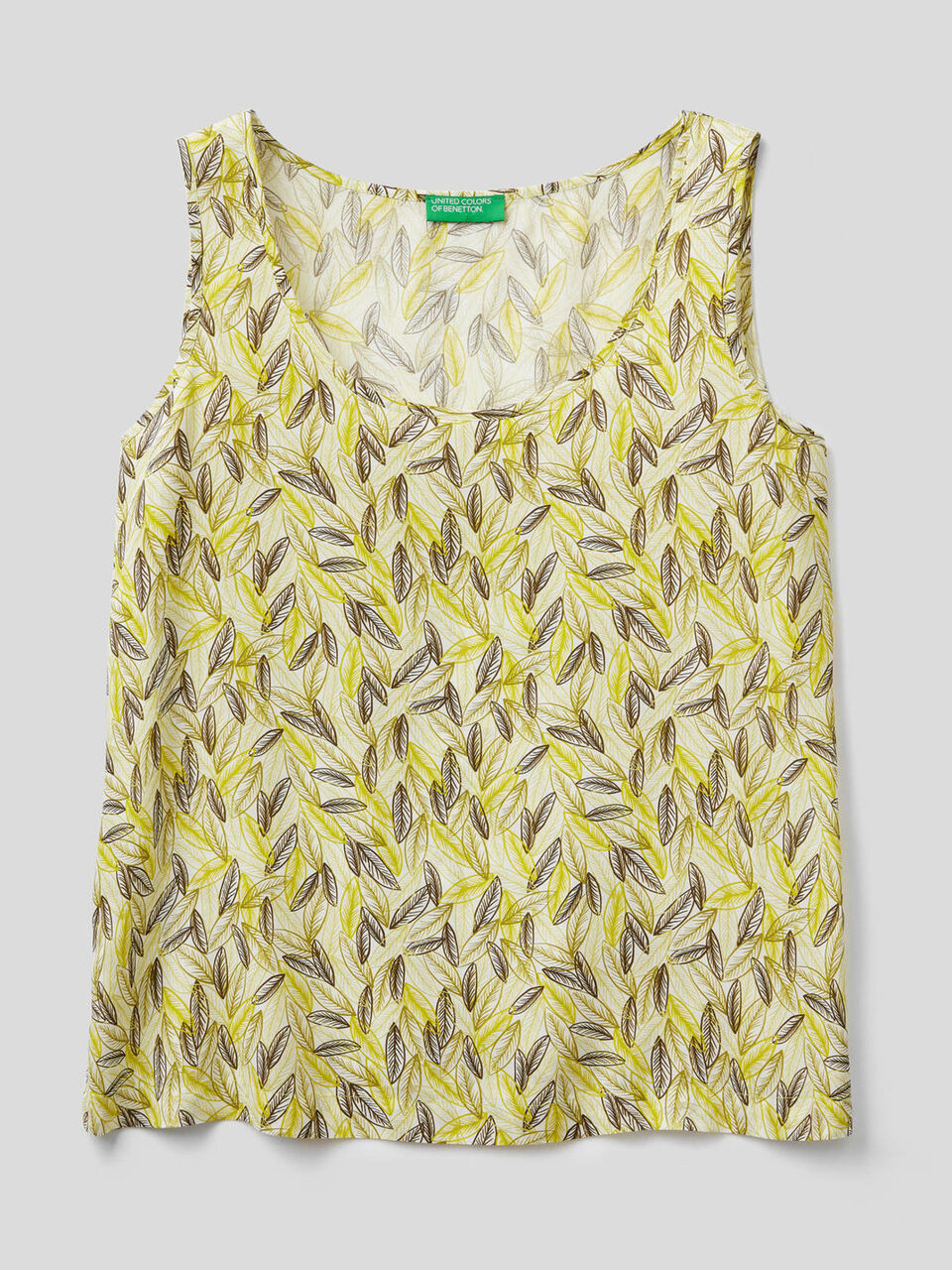 Wide tank top with botanical print image number 1