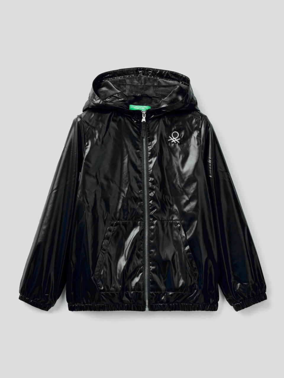 Glossy jacket with hood image number 1