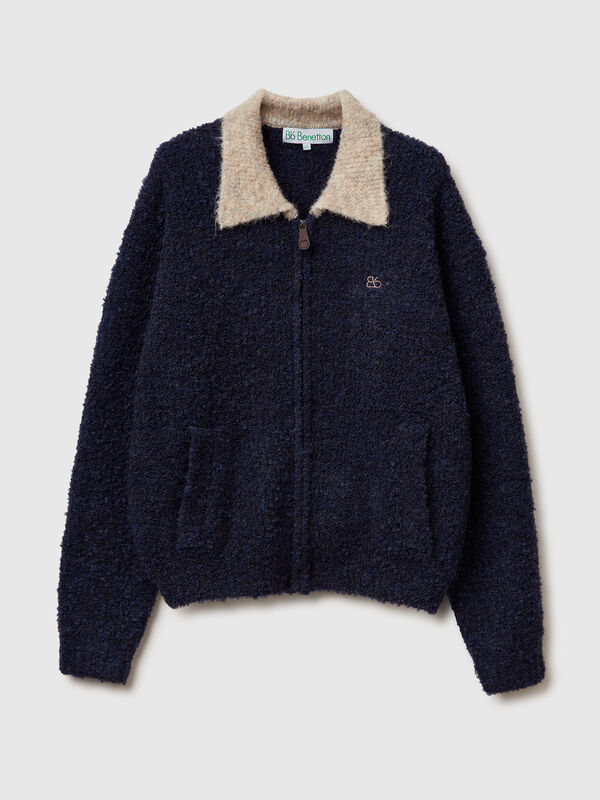 Cardigan with collar and zipper Women