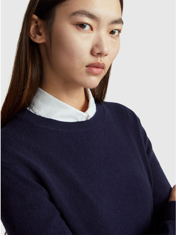 Dark blue sweater in pure cashmere Women
