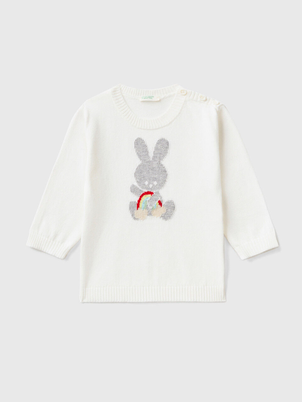 Cotton sweater with inlay