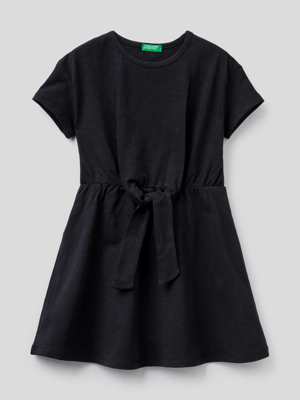 Dress in stretch cotton with bow image number 1