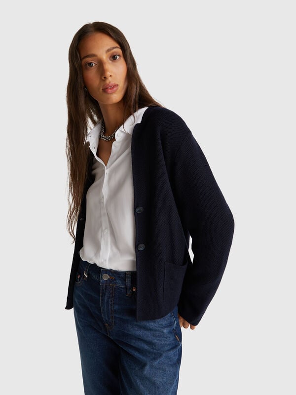 Knit jacket in wool and cashmere blend Women