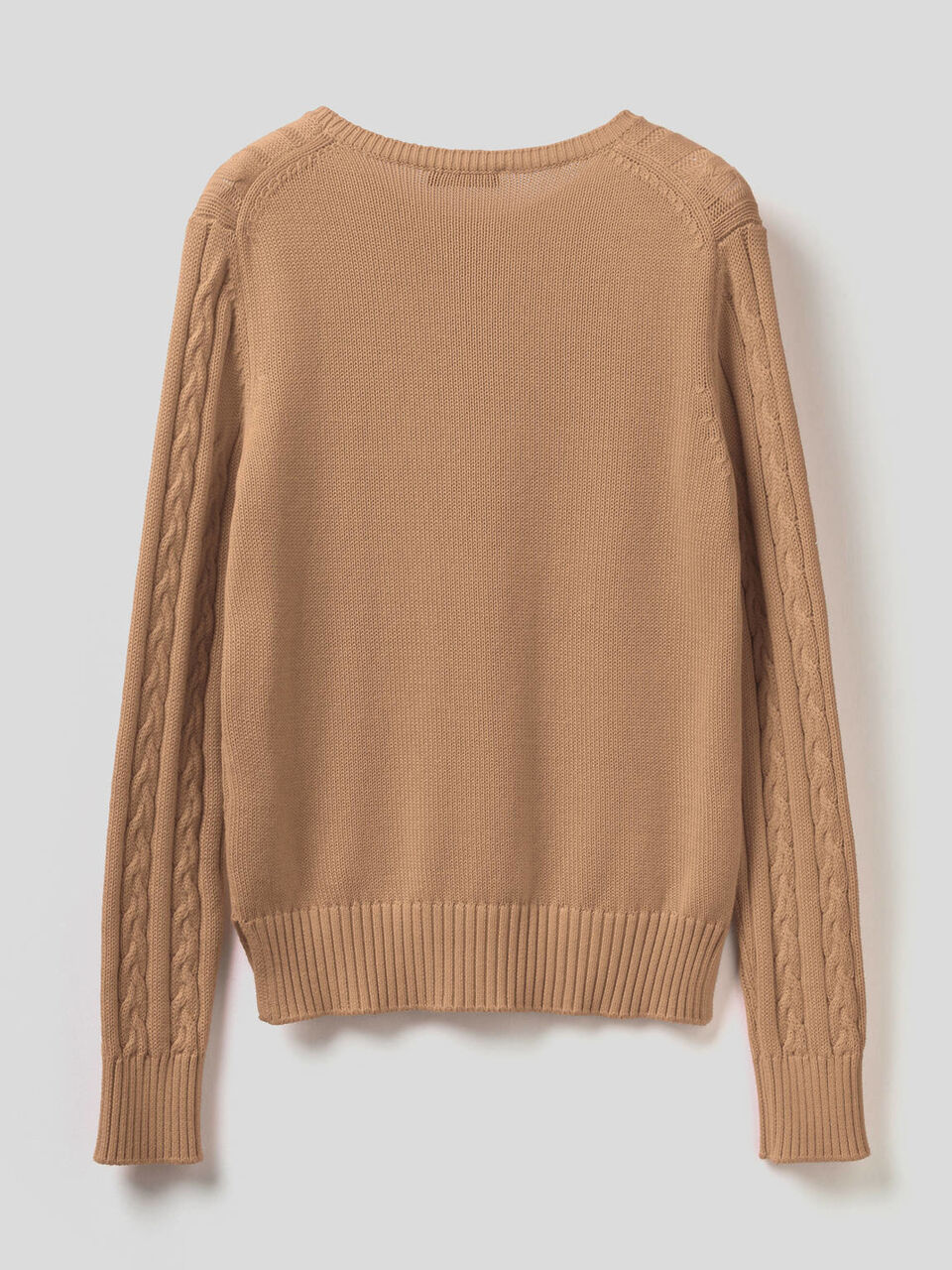 Cotton sweater with cable knit image number 2