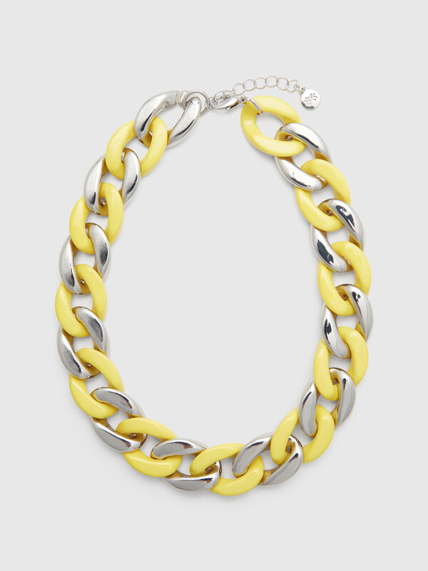 Silver and yellow necklace Women
