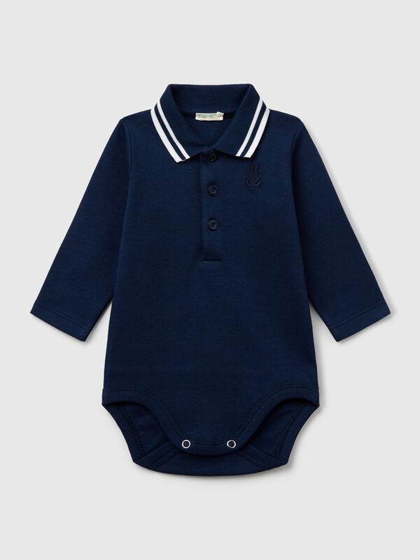 Polo bodysuit in cotton New Born (0-18 months)