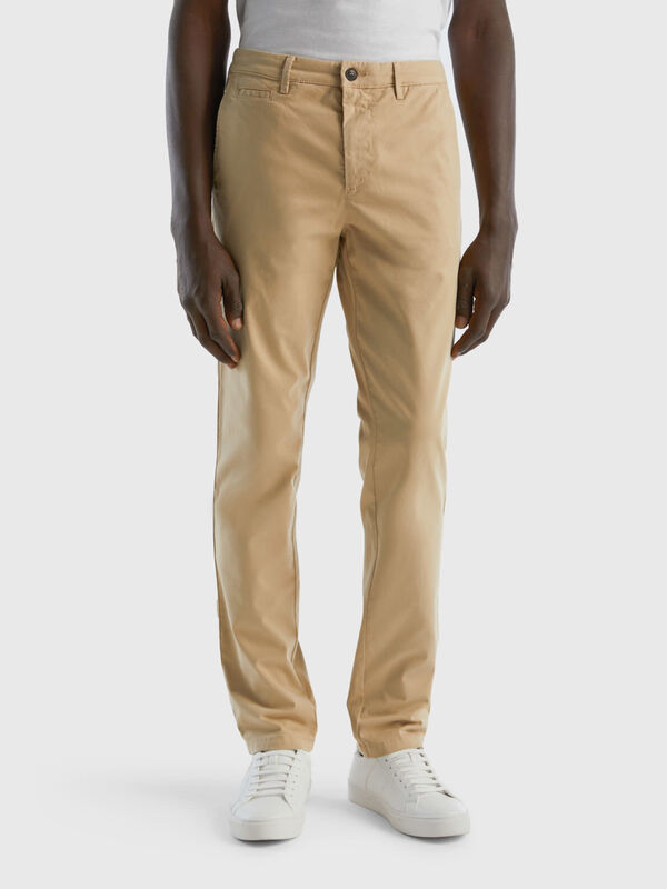 Beige slim fit chinos Men