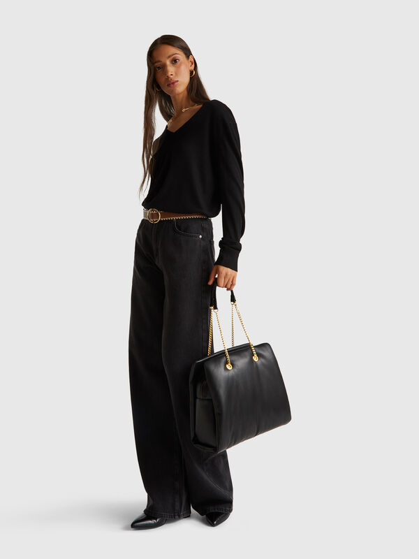 V-neck top in silk blend Women