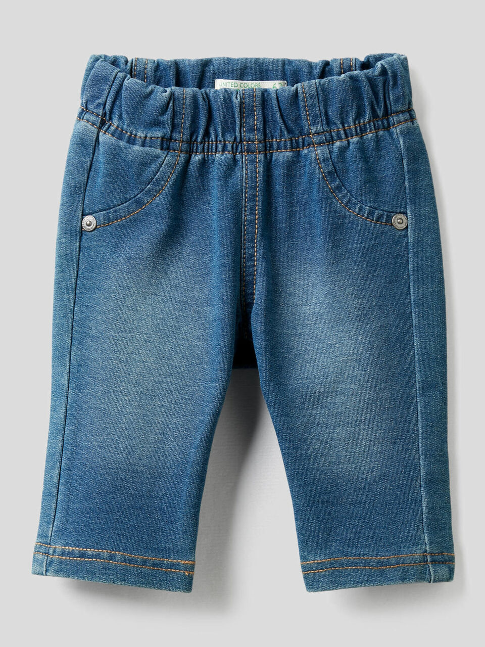 Denim look pants with print image number 1