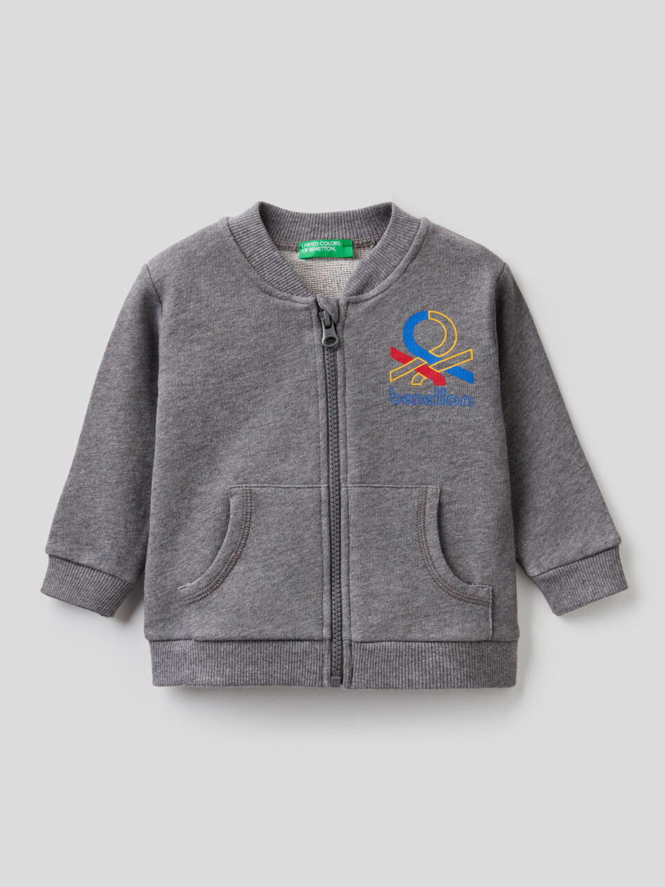 Sweatshirt with zip in organic cotton image number 1