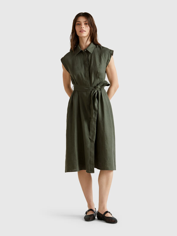 Shirt dress in pure linen Women