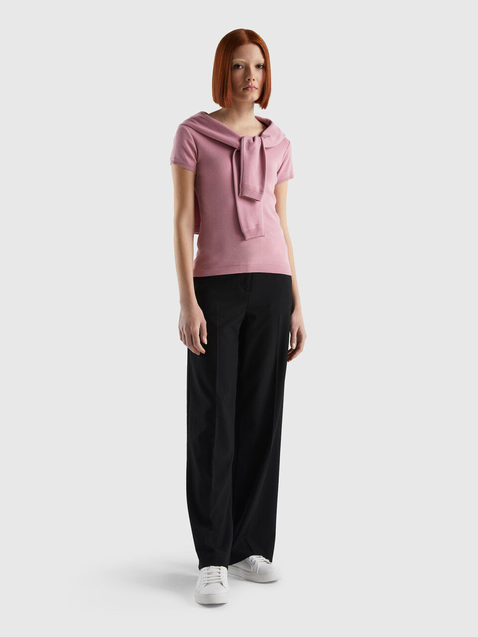 Short sleeve sweater in 100% cotton