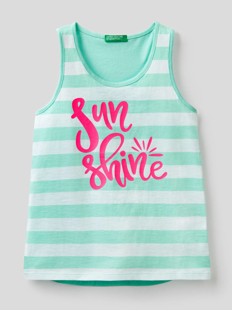 Striped tank top in pure cotton image number 1