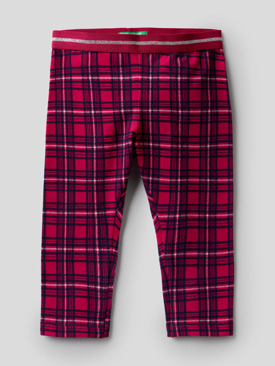 Check leggings in stretch cotton image number 1