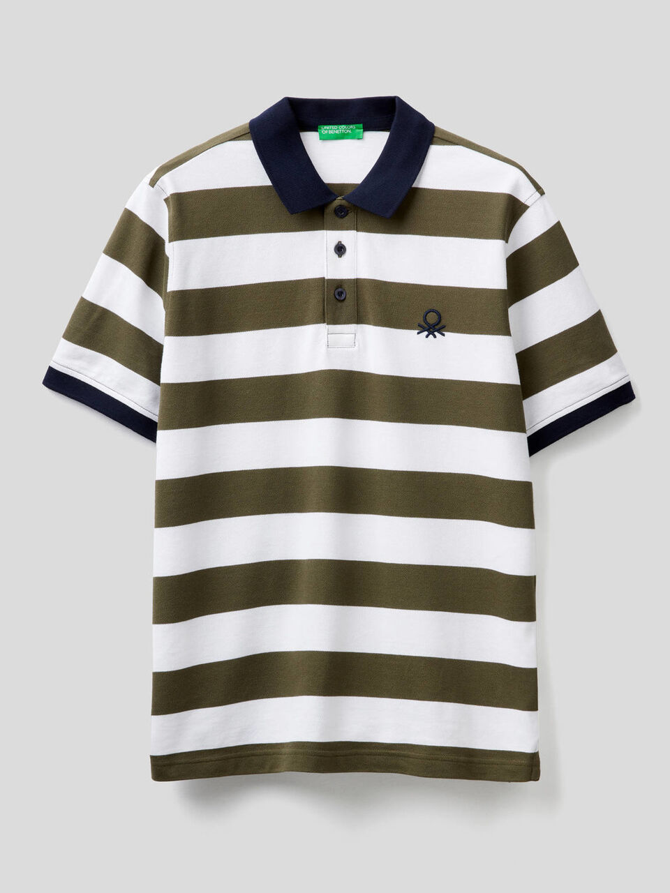 Striped polo in stretch cotton image number 1