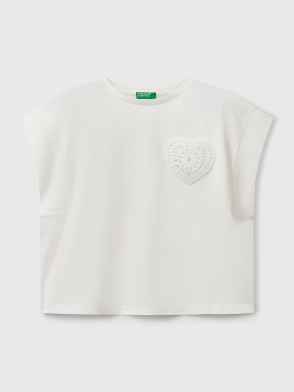 T-shirt with macramé patch Junior Girl