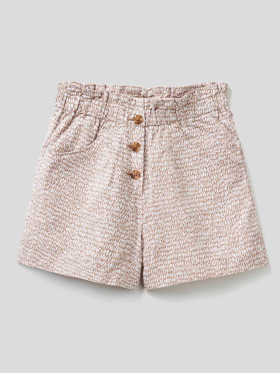 Patterned bermudas in linen blend image number 1