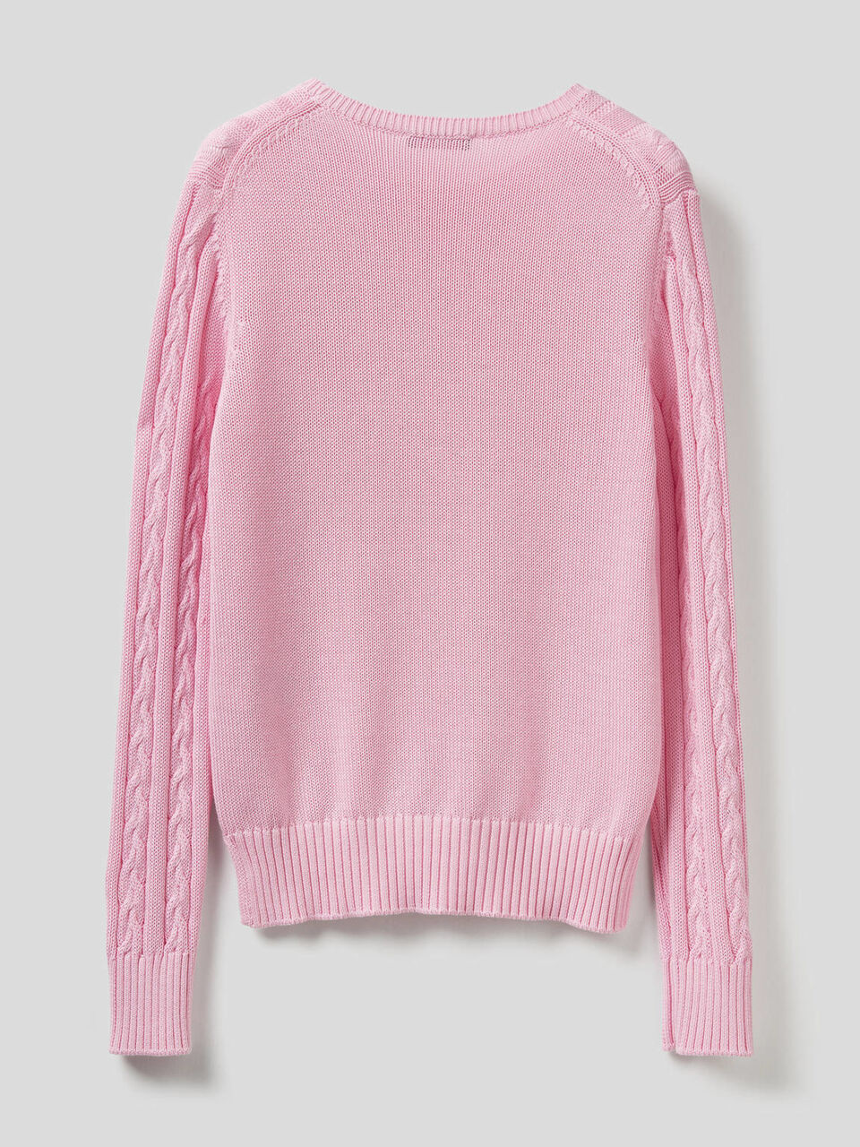 Cotton sweater with cable knit image number 2