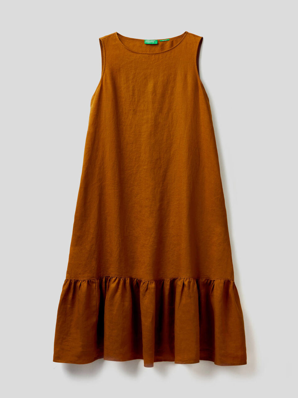 Midi dress in pure linen with frill image number 1