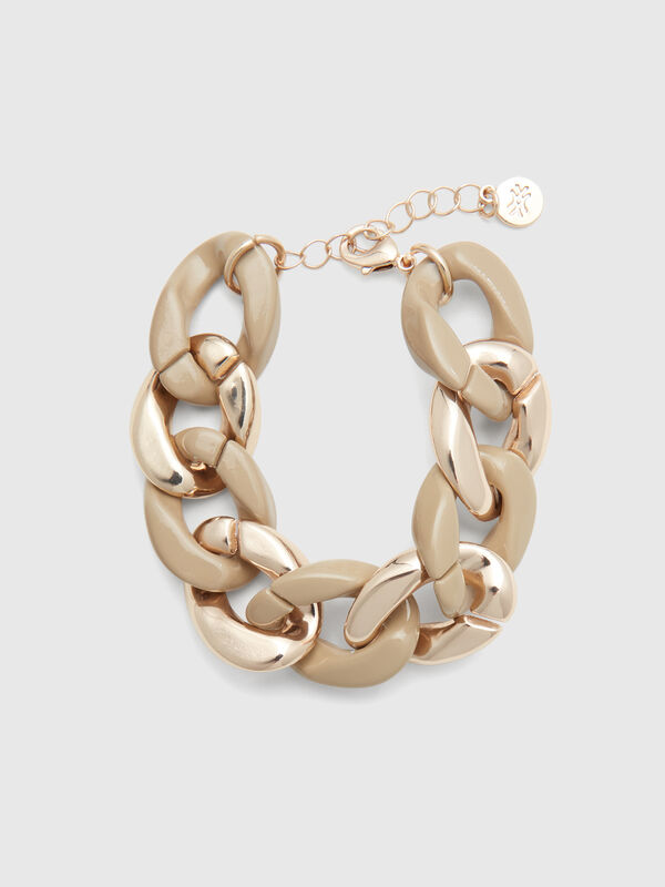Gold and beige chain bracelet Women