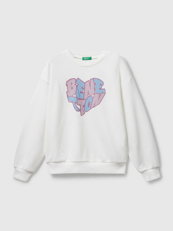Sweatshirt with glittery logo print Junior Girl