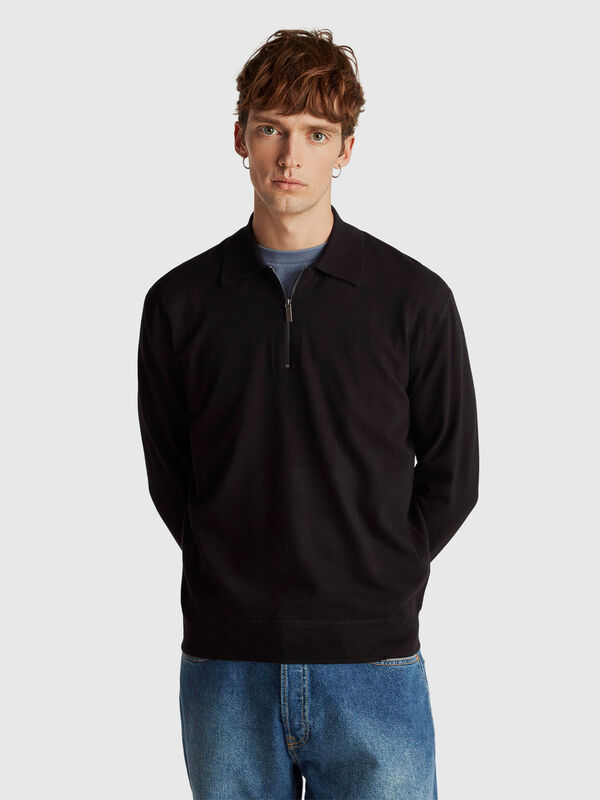 Knit polo in viscose blend Men