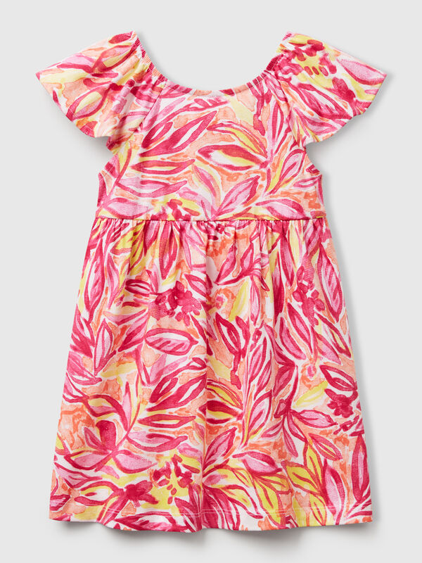 Pink dress with tropical print Junior Girl
