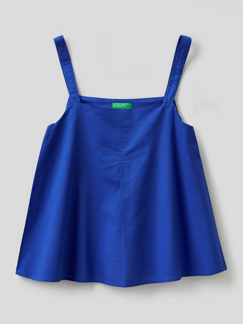 Flared top with shoulder straps in linen blend image number 1