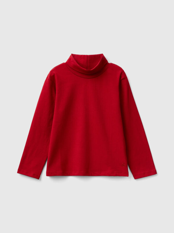 Turtleneck t-shirt in stretch cotton Junior Girl