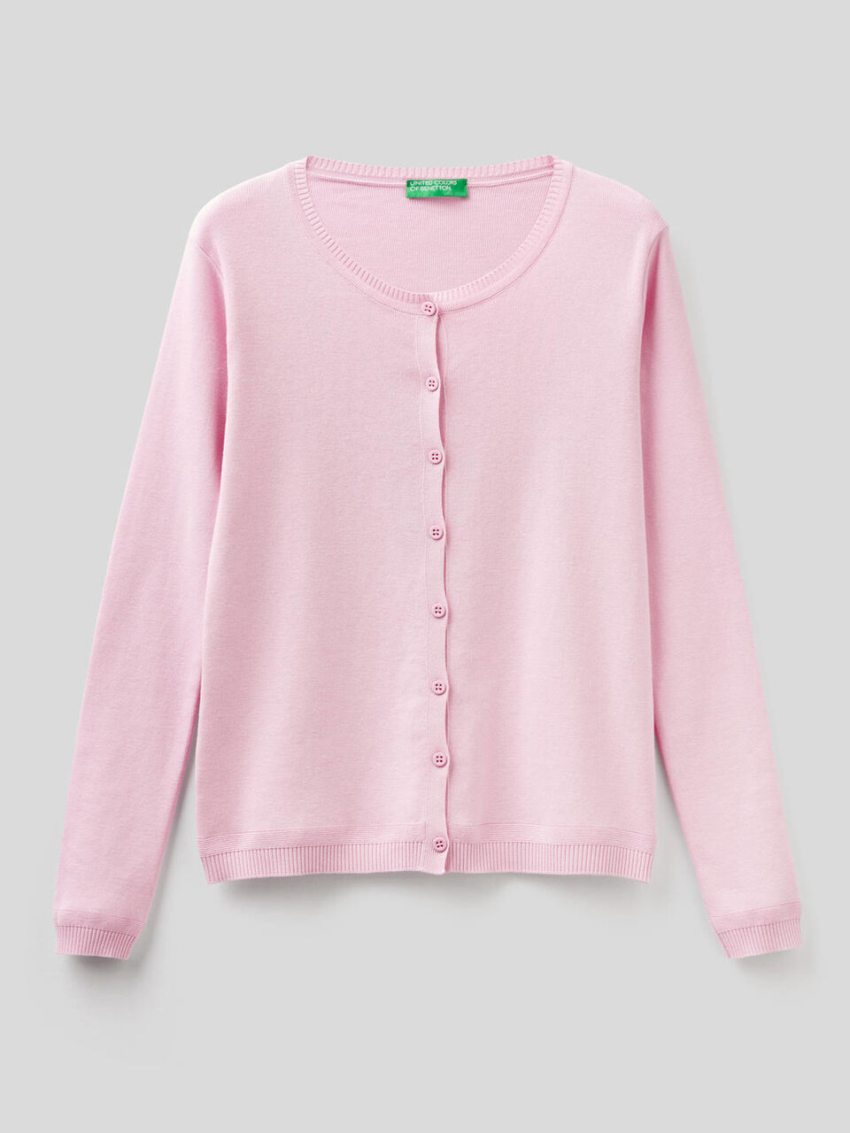 Pure cotton crew neck cardigan image number 1