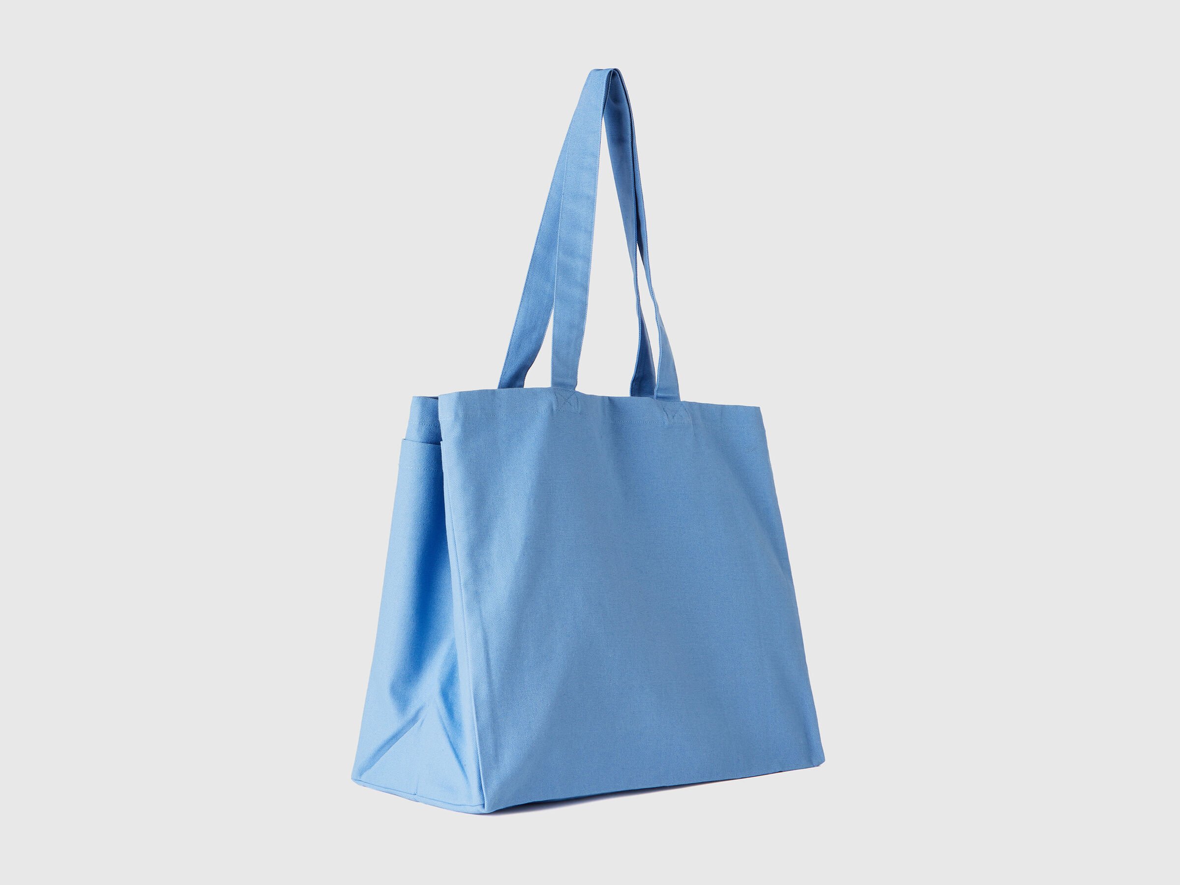 Light blue tote bag in pure cotton image number 1