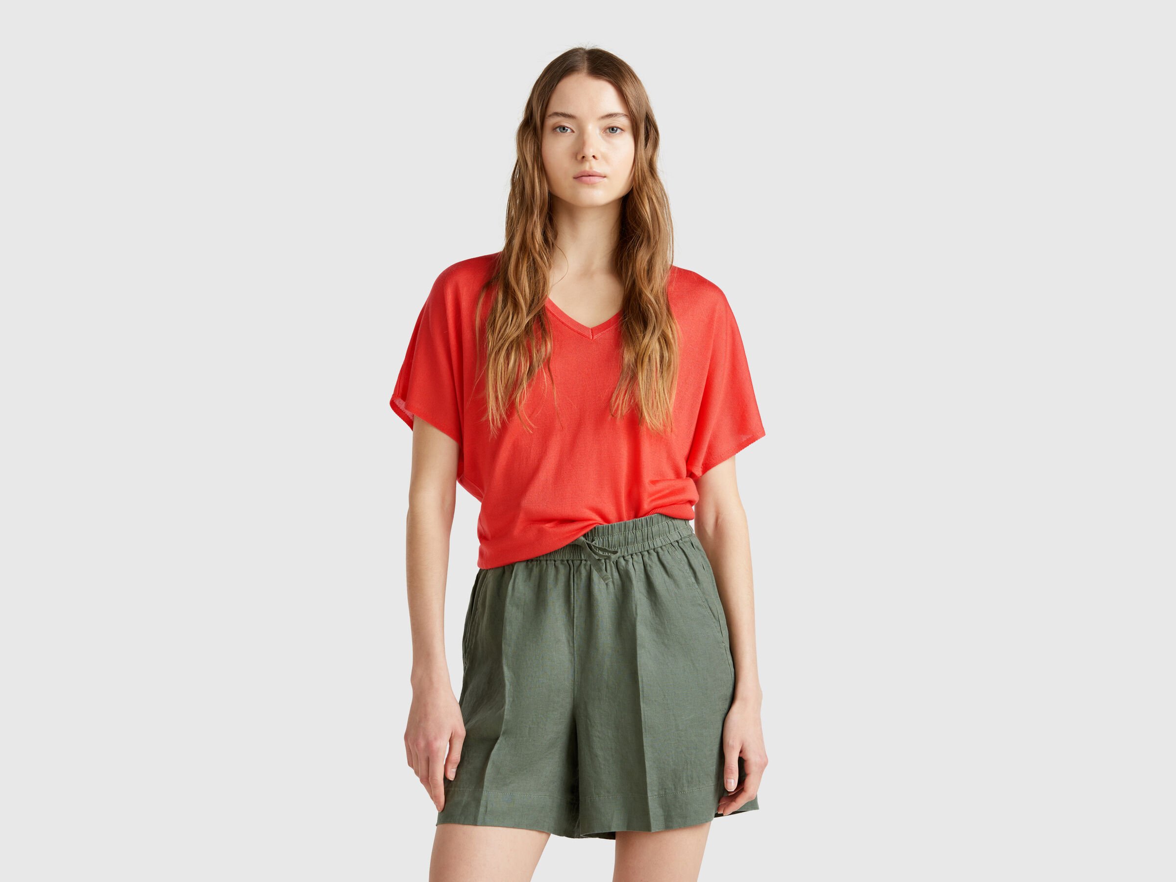 V NECK SWEATER H/S Women image number 0