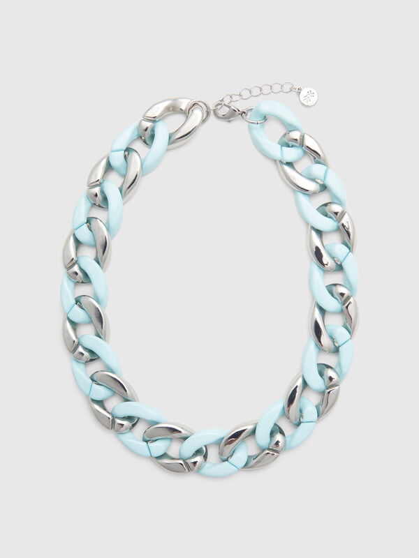 Silver and aqua green necklace Women