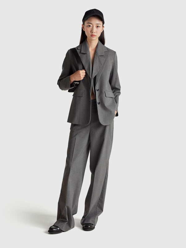 Gray pinstripe wide-leg trousers Women