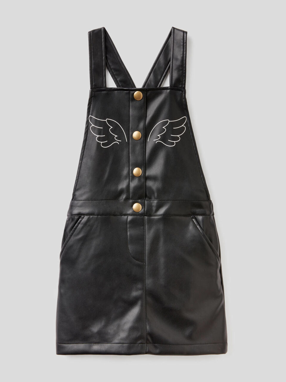 Overall skirt in imitation leather fabric image number 1