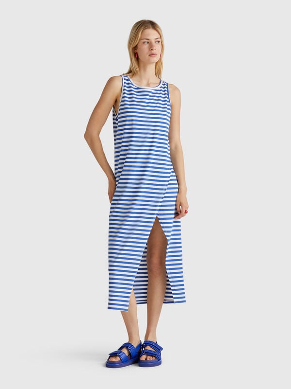 Striped dress with slit Women