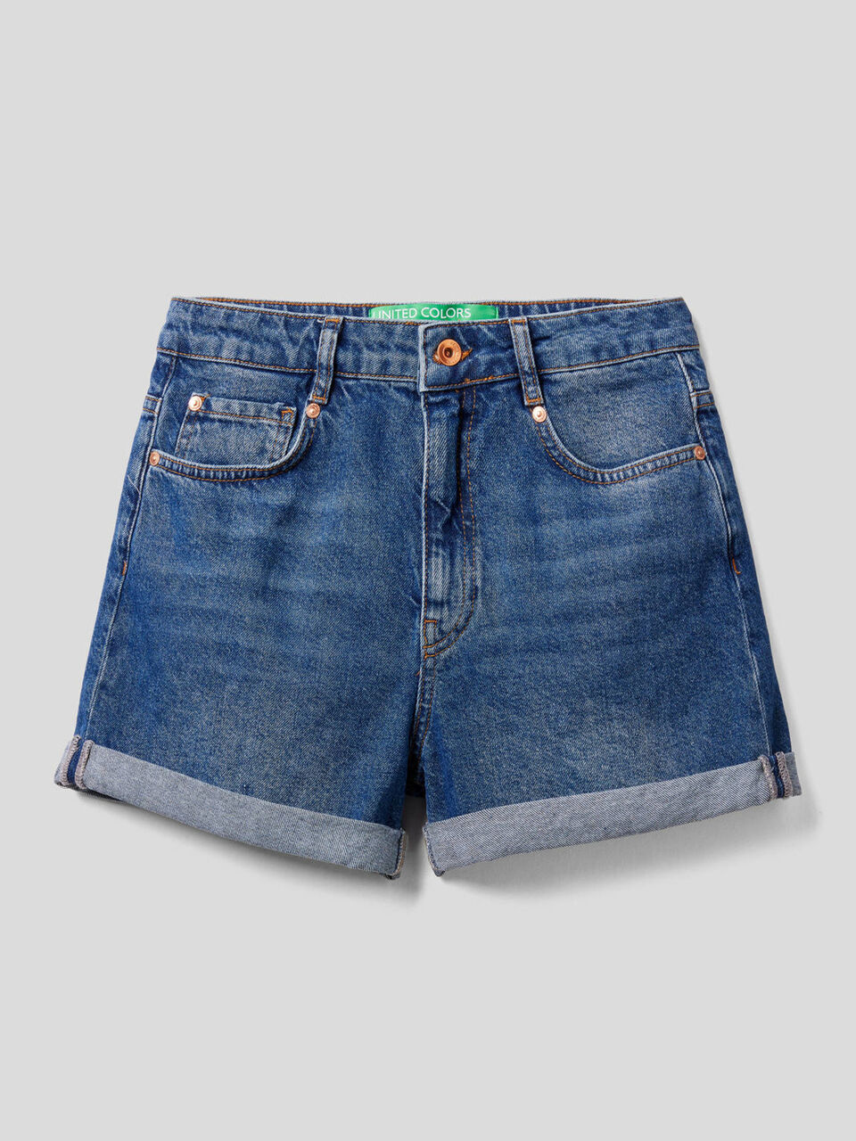 100% cotton denim shorts image number 1