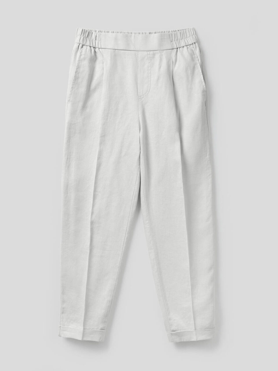Cropped trousers in 100% linen image number 1
