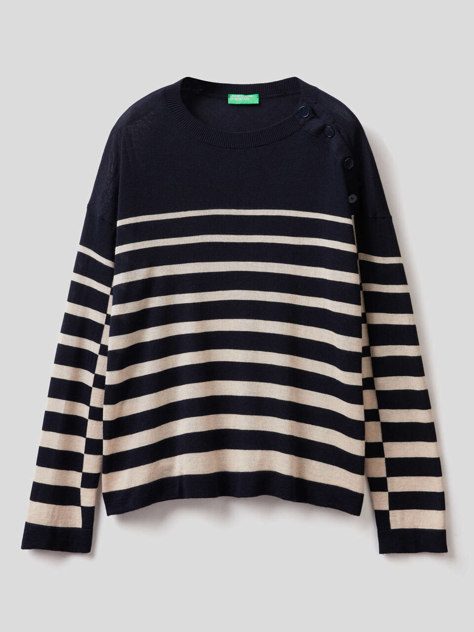 Striped sweater with button detail image number 1