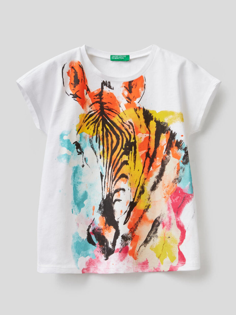 T-shirt with multicolor zebra print image number 1