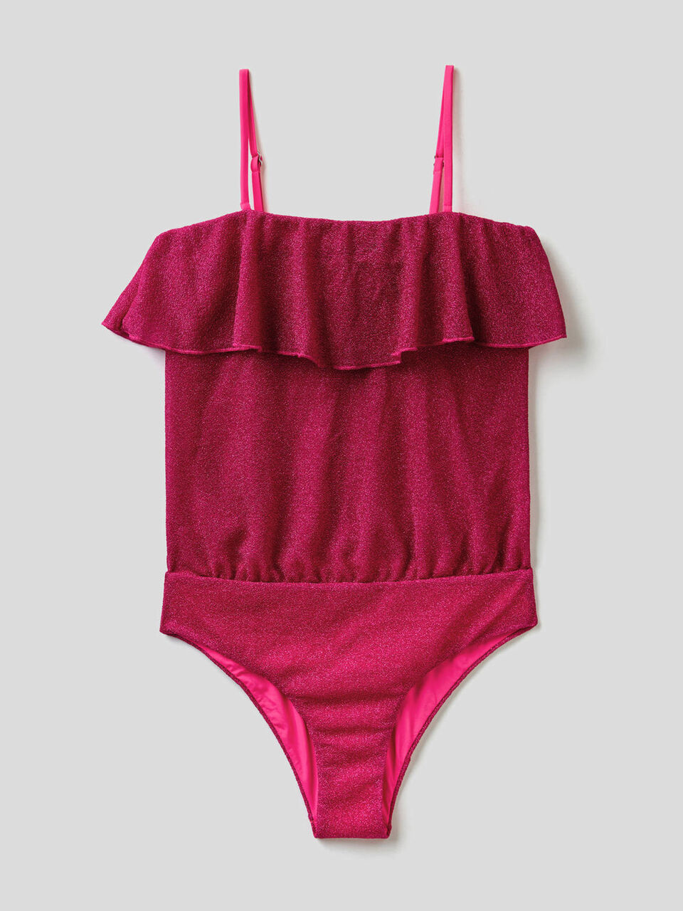 One-piece swimsuit in lurex with frill image number 1