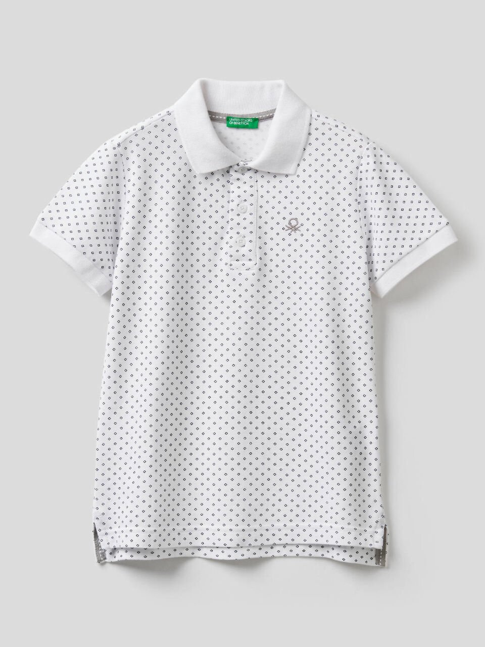 Polo in cotton with micro print image number 1