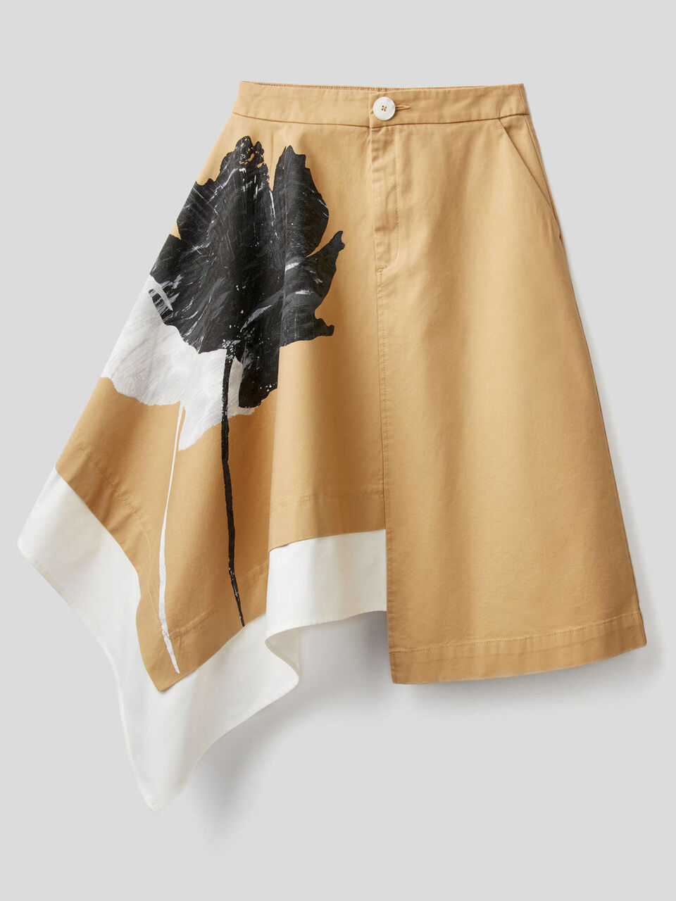 Asymmetrical skirt in pure cotton image number 1