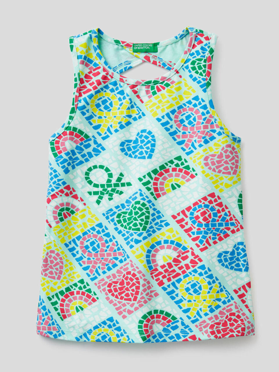 Printed tank top in stretch cotton image number 1